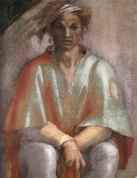 Amminadab (detail-1) 1511-12 Oil Painting by Michelangelo Buonarroti