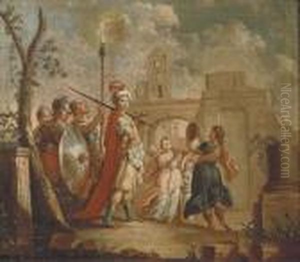 The Entrance Of Alexander The Great Into Babylon Oil Painting by Francesco Fontebasso