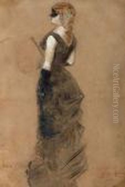 Dessin Au Fusain Et Pastel, 
Signe En Bas A Droite Et Annote 