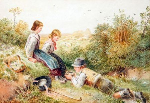 The Birds Nest Oil Painting by Myles Birket Foster