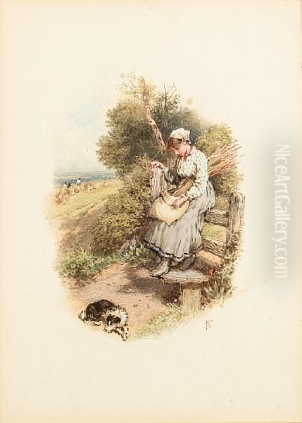 Resting Oil Painting by Myles Birket Foster