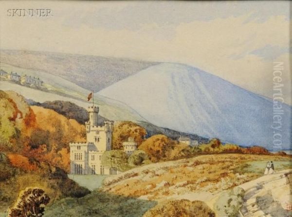 Landscape With Castle Oil Painting by Myles Birket Foster