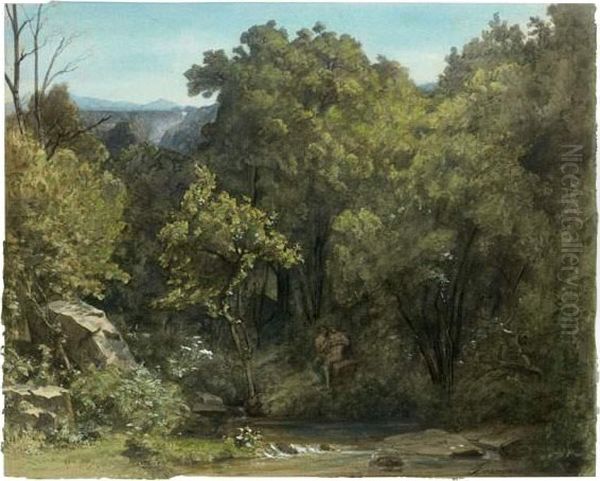 Le Bois Sacre
 Plume Et Encre Brune Sur Traits De Crayon Noir, Lavis Brun, Aquarelle, 
Pastel, Rehauts De Gouache Blanche, Traces De Mise Au Carreau Oil Painting by Francois Louis Francais