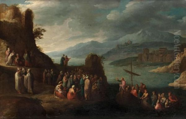 Jesus Predikar Vid Genesarets Sjo Oil Painting by Frans II Francken