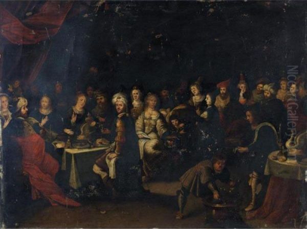 Belshazzar's Feast Oil Painting by Frans II Francken