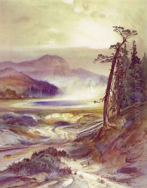 Excelsior Geyser, Yellowstone Park Oil Painting by Thomas Moran