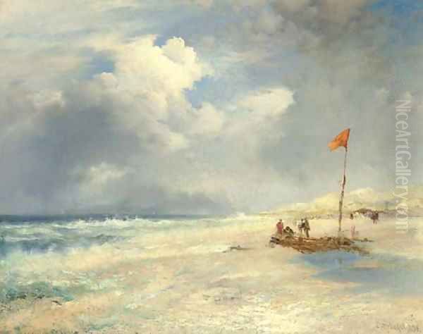 East Hampton Beach 2 Oil Painting by Thomas Moran
