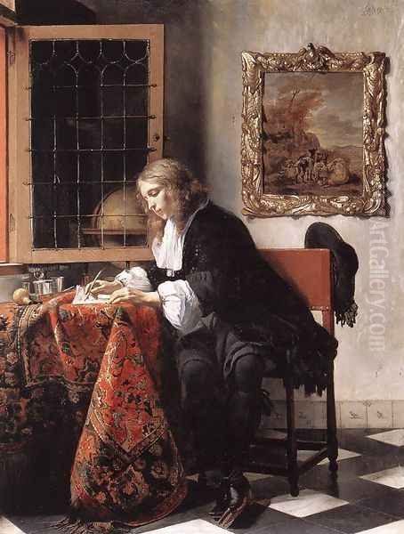 Man Writing a Letter 1662-65 Oil Painting by Gabriel Metsu