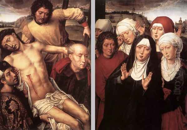 Diptych with the Deposition 1492-94 Oil Painting by (manner of) Memling, Hans