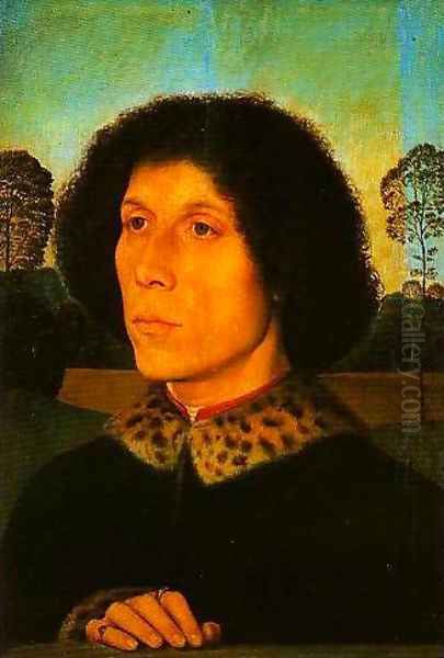 Portrait of a Man in a Landscape Oil Painting by (manner of) Memling, Hans