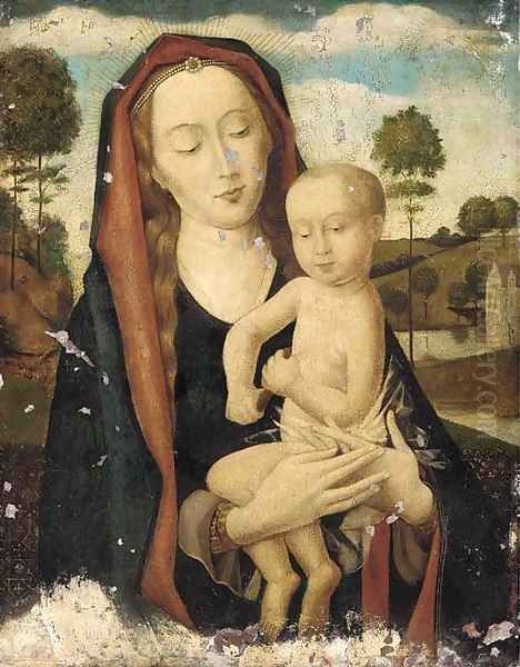 The Virgin and Child in a landscape Oil Painting by Hans Memling