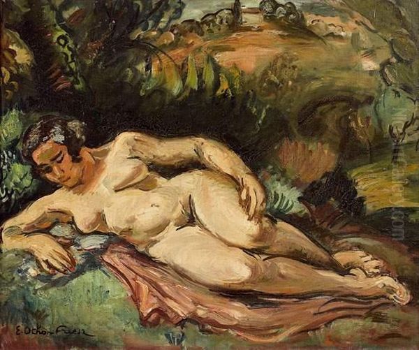 Nu Allonge Dans Un Paysage Circa 1940 Oil Painting by Emile-Othon Friesz