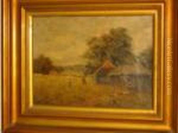 Farmstead With Figures Oil Painting by George Arthur Fripp