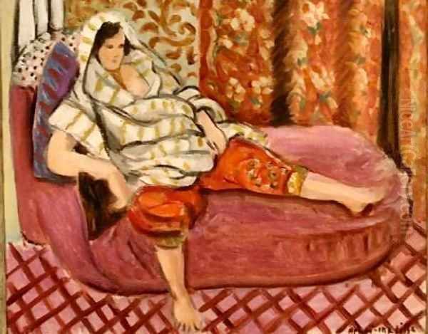 Woman ona Rose Divan Oil Painting by Henri Matisse