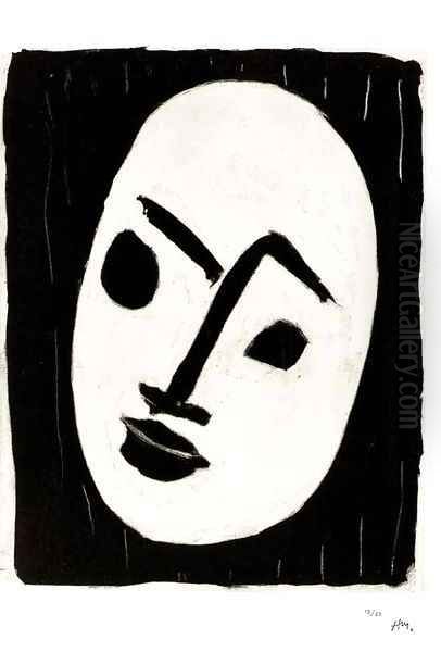 Masque blanc sur fond noir Oil Painting by Henri Matisse