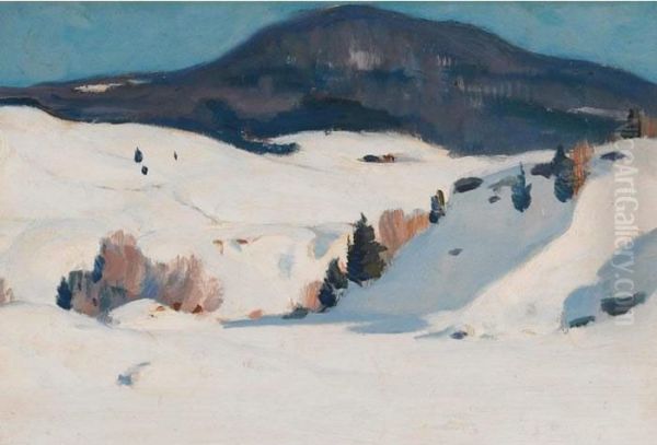 River In Winter, Baie St. Paul Oil Painting by Clarence Alphonse Gagnon
