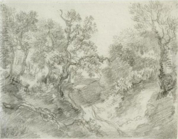 Wooded Landscape Oil Painting by Thomas Gainsborough