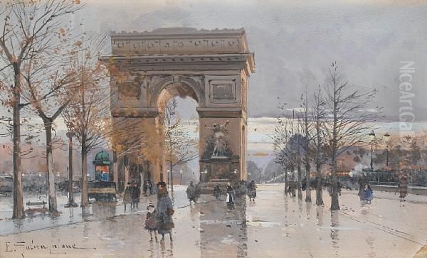 L'arc De Triomphe Oil Painting by Eugene Galien-Laloue