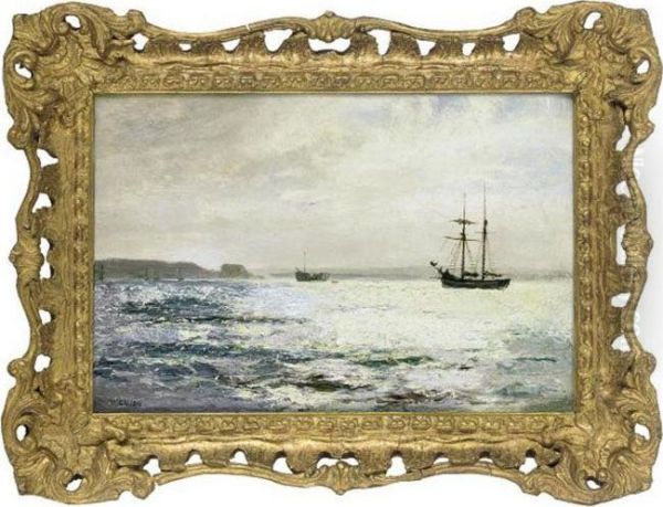 Shipping Off Old Milford Oil Painting by Robert Gallon