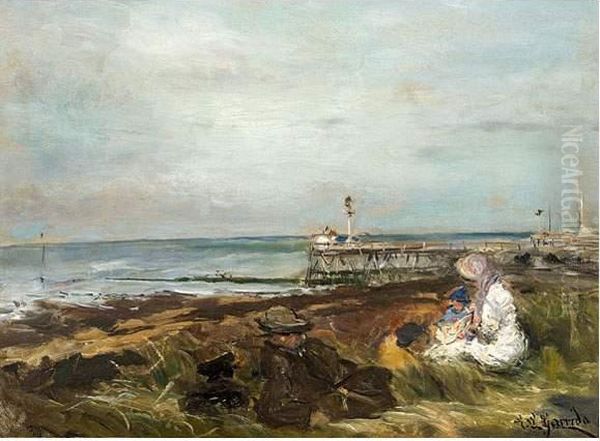 Elegante En Bord De Mer. Oil Painting by Eduardo Leon Garrido