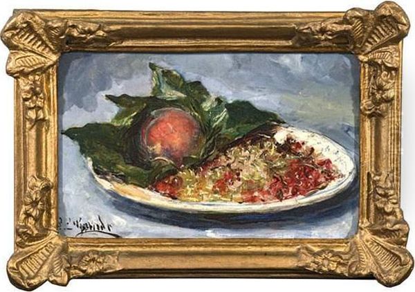 Nature Morte Aux Groseilles Et Peches. Oil Painting by Eduardo Leon Garrido