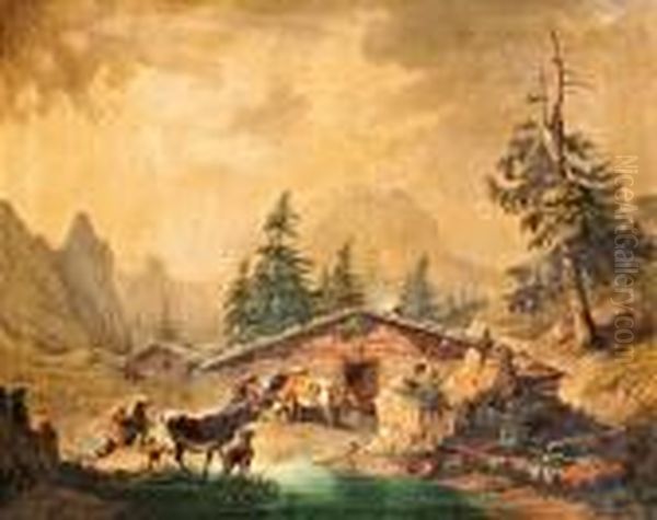 Alpesi Taj Oil Painting by Friedrich Gauermann