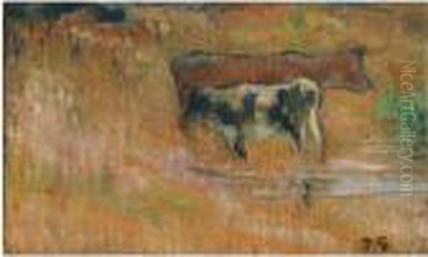 La Vache Et Son Veau Oil Painting by Paul Gauguin
