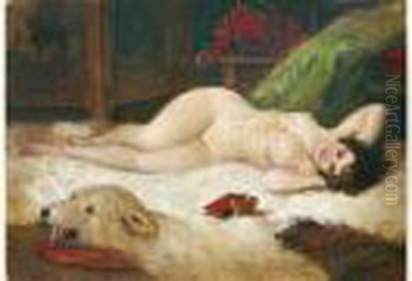 Jeune Femme Nue Allonge. Oil Painting by Richard Geiger