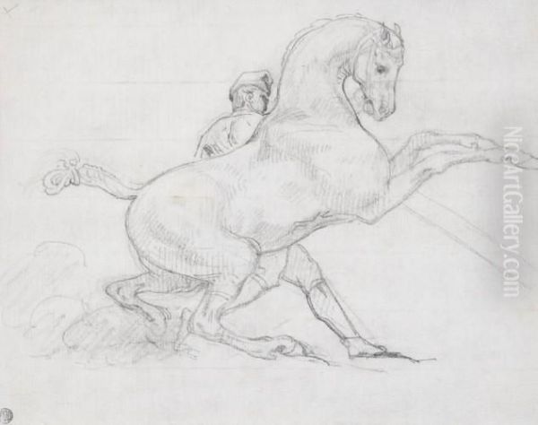 Etude Pour La Course Des Chevaux Libres Oil Painting by Theodore Gericault
