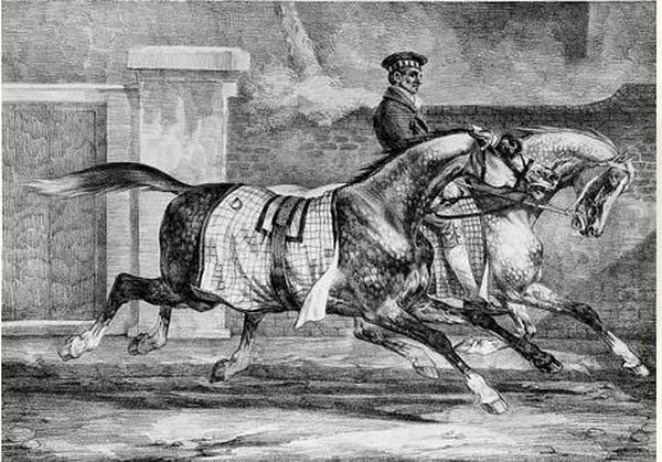 Horses Exercising. 1821. Oil Painting by Theodore Gericault
