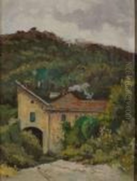 Casa Rustica Nel Paesaggio Oil Painting by Benedetto Ghivarello
