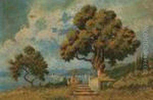 Una Bella Giornata A Belgirate Oil Painting by Benedetto Ghivarello