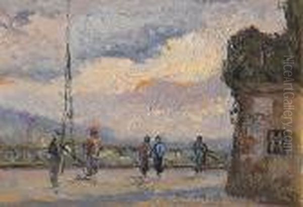 Figure Nel Paesaggio Oil Painting by Benedetto Ghivarello