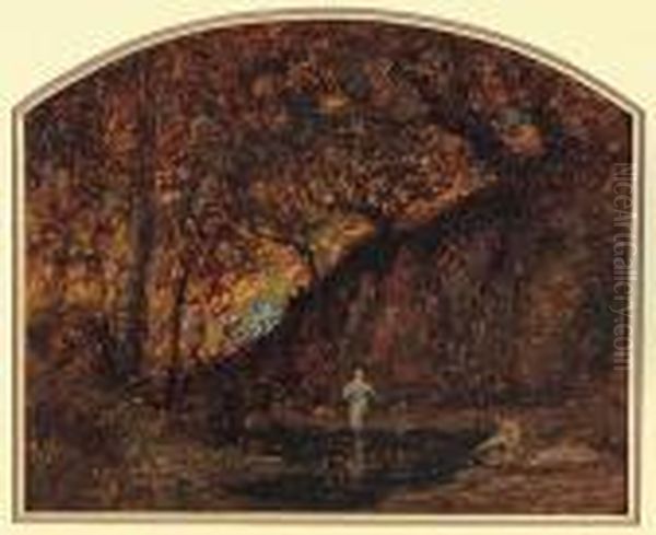 Figure Nel Bosco Oil Painting by Benedetto Ghivarello
