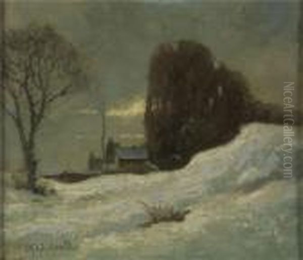 Neve Sulla Collina Torinese Oil Painting by Benedetto Ghivarello