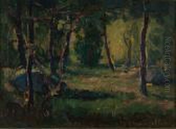 Luci Nel Bosco Di Cassano Oil Painting by Benedetto Ghivarello