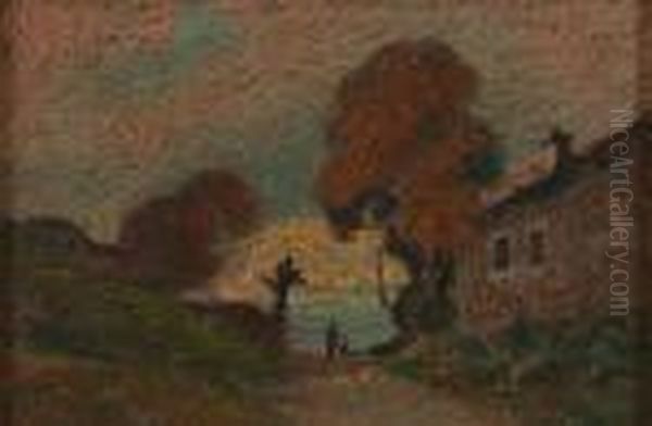 Strada Valpiana A Torino Oil Painting by Benedetto Ghivarello