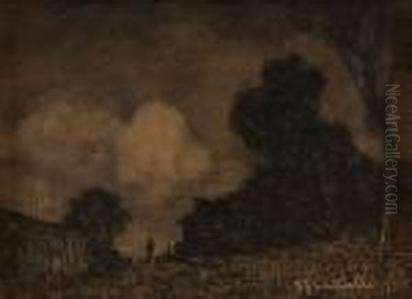 Collina Torinese Oil Painting by Benedetto Ghivarello