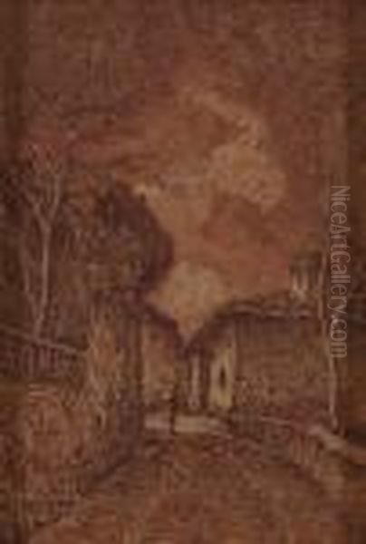 Cascinale Della Collina Torinese Oil Painting by Benedetto Ghivarello