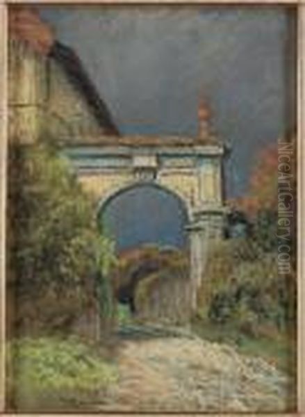 La Porta Di Pino Torinese Oil Painting by Benedetto Ghivarello