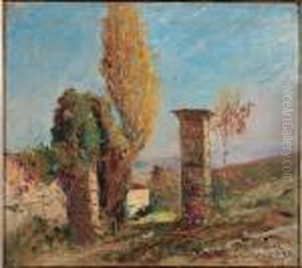Pino Torinese: Ingresso Della Carlona Oil Painting by Benedetto Ghivarello