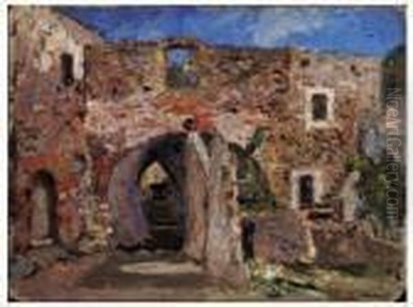 Varigotti - Borgo Dei Pescatori Oil Painting by Benedetto Ghivarello