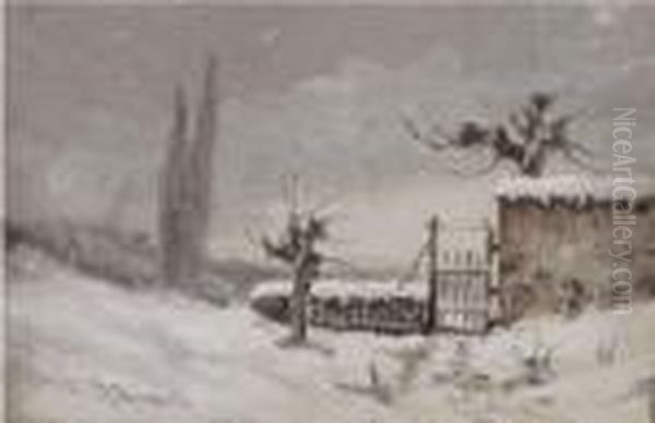 Neve In Collina Oil Painting by Benedetto Ghivarello