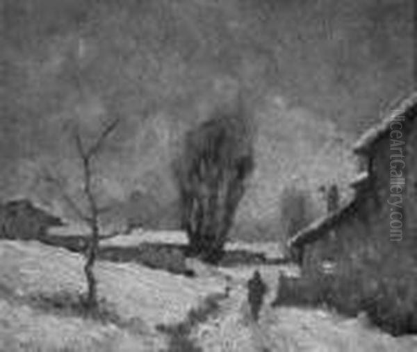 Paesaggio Invernale Gennaio 1946 Oil Painting by Benedetto Ghivarello