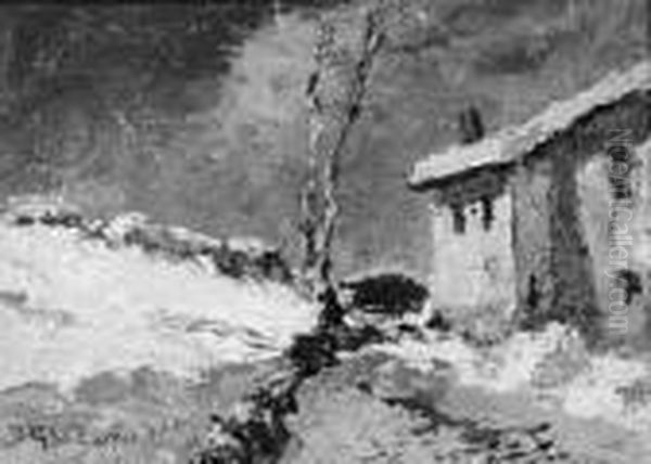 case Nella Neve Oil Painting by Benedetto Ghivarello
