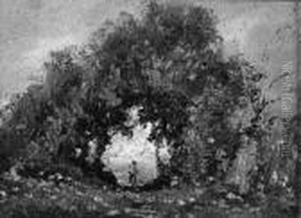 figuretta Tra Gli Alberi Oil Painting by Benedetto Ghivarello
