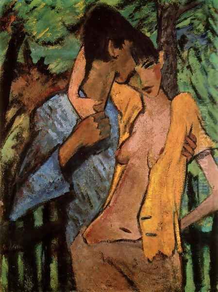 Liebespaar Oil Painting by Otto Mueller