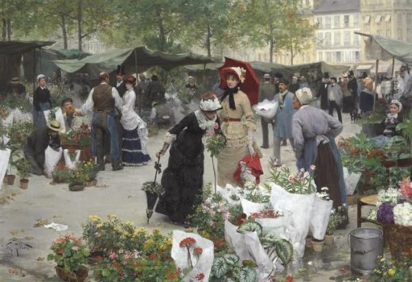 Le Marche Des Fleurs Oil Painting by Victor-Gabriel Gilbert