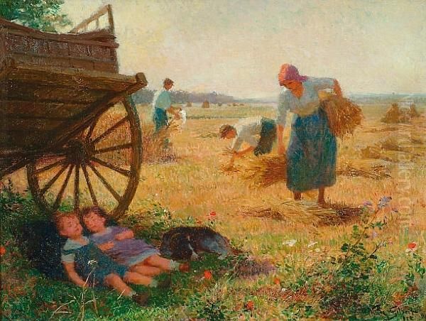 Haymaking Oil Painting by Victor-Gabriel Gilbert