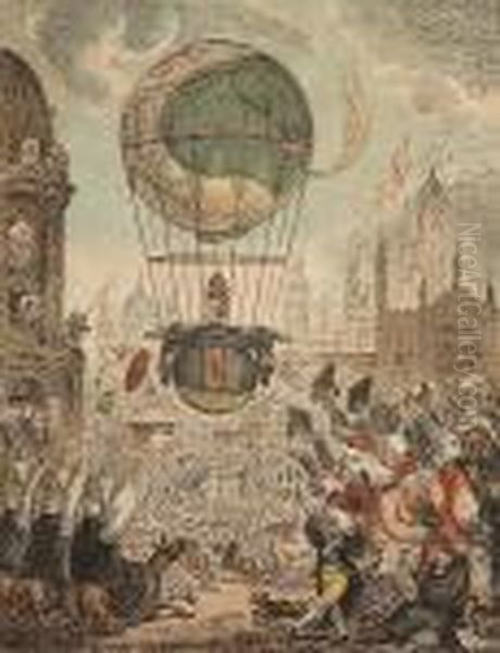 Tentanda Via Est Qua Me Quoque 
Possim Tollere Humo- He Steers His Flight Aloft, Incumbent On The Dusky 
Air. That Felt Unusual Weight Oil Painting by James Gillray